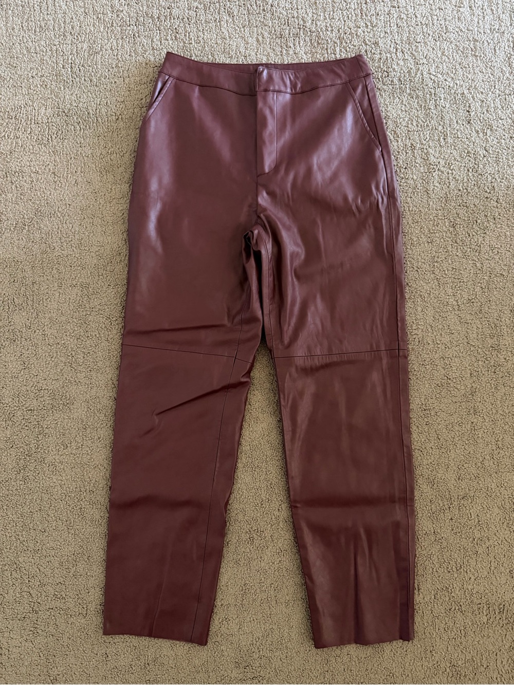 Lulu's - Vegan Leather Pants - Burgundy - Medium